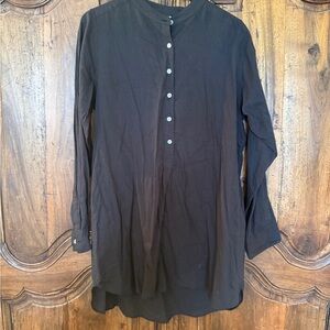 Black Long-Sleeve Linen Dress or Coverup, size L